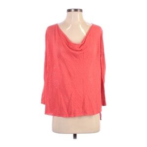 Guinevere | Linen Cotton Blend Long Sleeve Small Top Orange Peach Pink